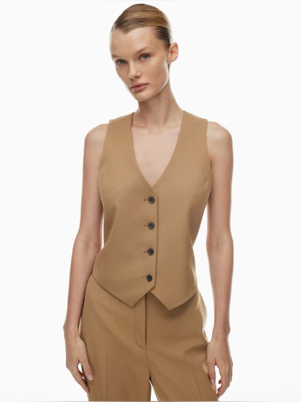 Aritzia Babaton Deniro Vest Tan Brown Size 00